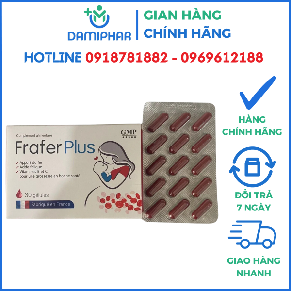 Frafer Plus Hộp 30 Viên - Sắt HỮU CƠ dành cho Bà Bầu, Mẹ Cho Con Bú