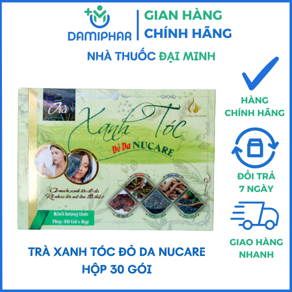 TRÀ XANH TÓC ĐỎ DA NUCARE - Hộp 30 túi x 8g