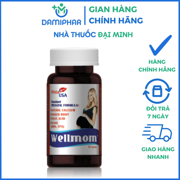 VIÊN UỐNG BỔ BẦU VISTA WELLMOM - Lọ 30 viên nang - Hình ảnh 3