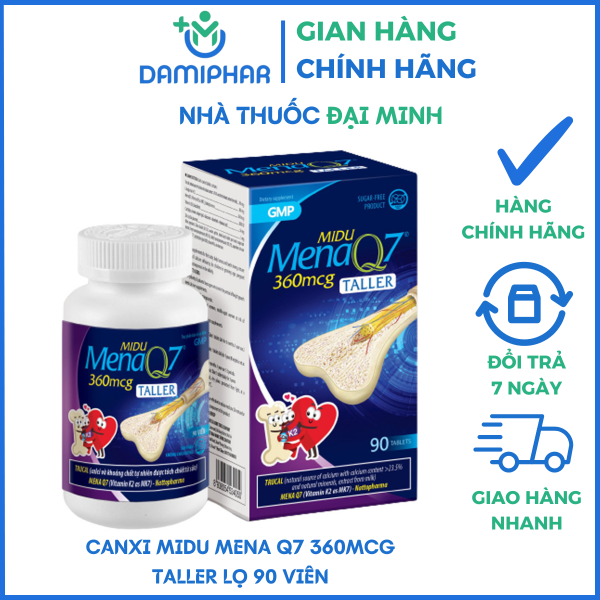 Midu MenaQ7 360mcg Lọ 90 Viên – Phát Triển Chiều Cao Cho Trẻ Dậy Thì