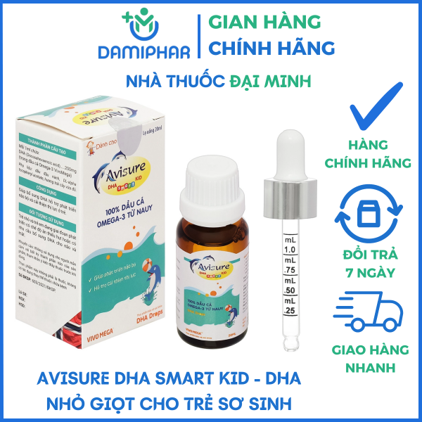 Avisure DHA Smart Kid Lọ 20ml - Bổ Sung DHA Cho Trẻ Sơ Sinh Và Trẻ Nhỏ Từ 100% Dầu Cá Tự Nhiên -