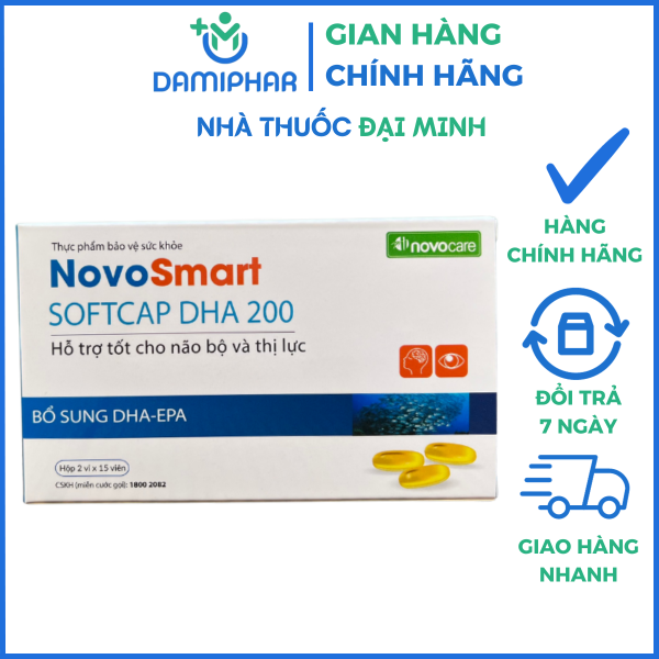 Novosmart Softcap DHA 200 Hộp 30 Viên – Giúp Phát Triển Não Bộ Và Thị Lực Cho Trẻ -