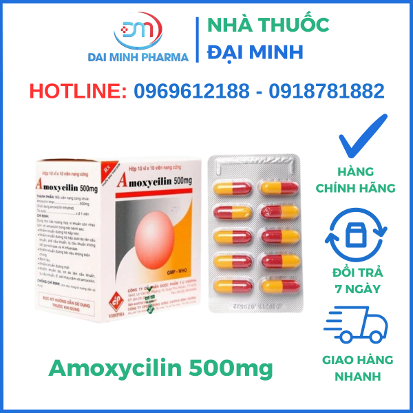 Thuốc Kháng Sinh Amoxycilin 500mg