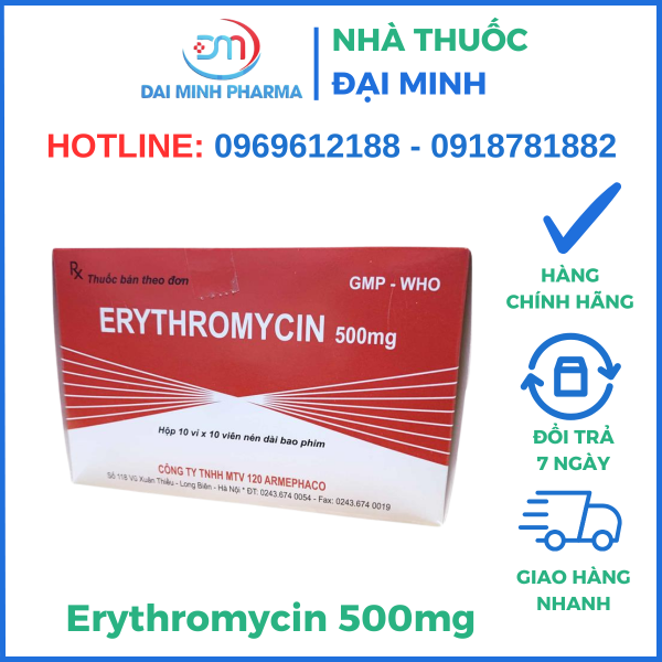 Thuốc Kháng Sinh Erythromycin 500mg