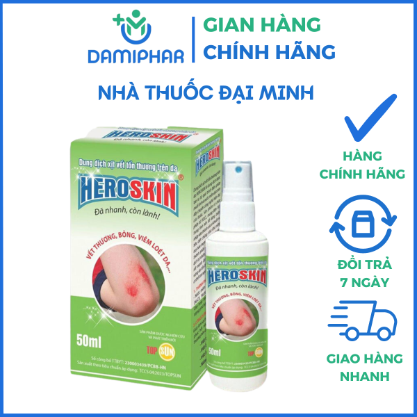 Xịt Heroskin Lành Vết Thương, Bỏng, Viêm Loét Da Lọ 50ml