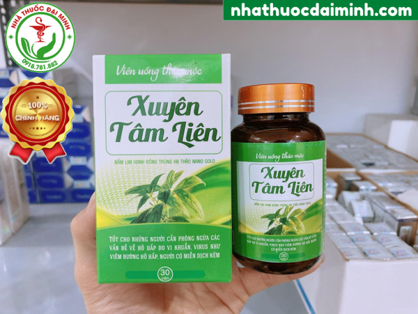 Viên Uống Xuyên Tâm Liên Nấm Lim Xanh Đông Trùng Hạ Thảo Gold Lọ 30 Viên