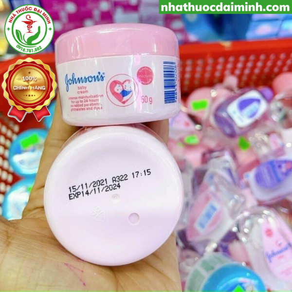 Kem Dưỡng Ẩm Chống Nẻ Johnson's Baby Cream 50g - Còn hàng,Xanh - Hình ảnh 4