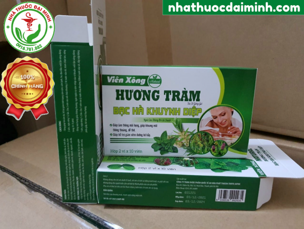 Viên Xông Natural Hương Tràm Bạc Hà Khuynh Diệp Ngải Cứu Thông Đỏ Gừng Sả Chanh Hộp 20 Viên - Hình ảnh 3