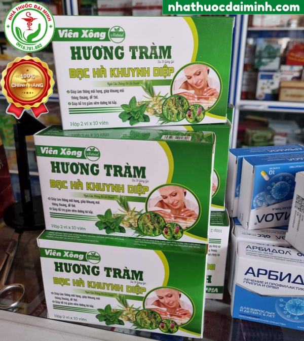 Viên Xông Natural Hương Tràm Bạc Hà Khuynh Diệp Ngải Cứu Thông Đỏ Gừng Sả Chanh Hộp 20 Viên - Hình ảnh 2