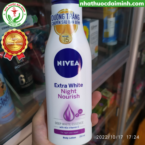 Sữa Dưỡng Thể Trắng Da Nivea Extra White Night Nourish 250ml - Hình ảnh 4