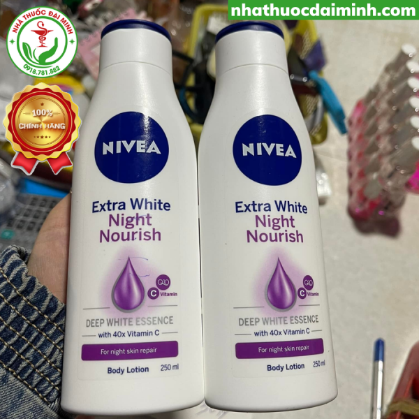 Sữa Dưỡng Thể Trắng Da Nivea Extra White Night Nourish 250ml - Hình ảnh 3