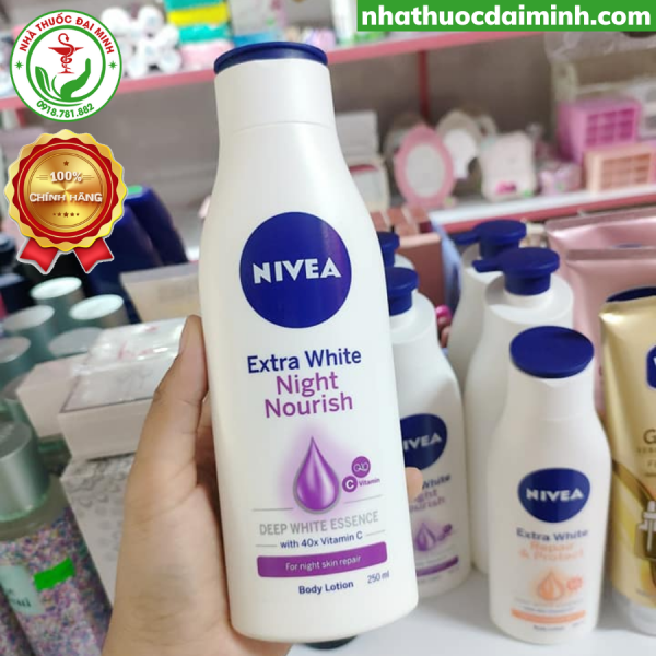 Sữa Dưỡng Thể Trắng Da Nivea Extra White Night Nourish 250ml - Hình ảnh 2