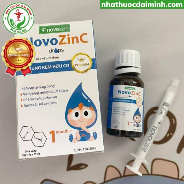 Kẽm Nhỏ Giọt NovozinC 15ml - Kẽm Hữu Cơ Nhỏ Giọt Cho Trẻ Từ 1 Tháng Tuổi