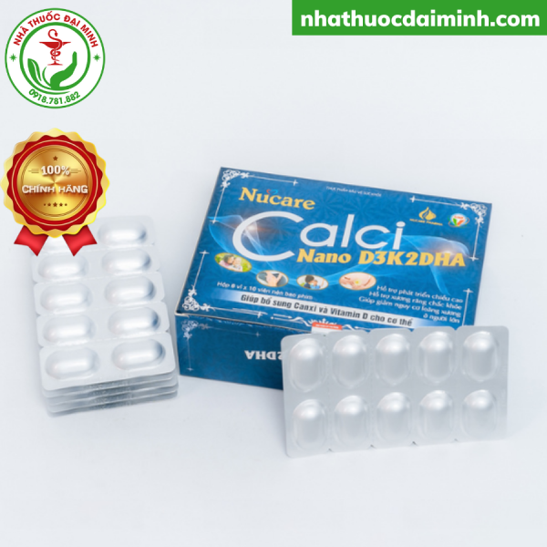 NUCARE CALCI NANO D3K2DHA - BỔ SUNG CANXI VÀ VITAMIN D CHO CƠ THỂ - Hộp 6 vỉ x 10 viên - Hình ảnh 2