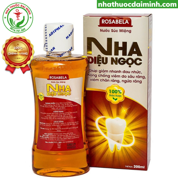 Nước súc miệng Nha Diệu Ngọc Rosabela phòng ngừa bệnh răng miệng (200ml)