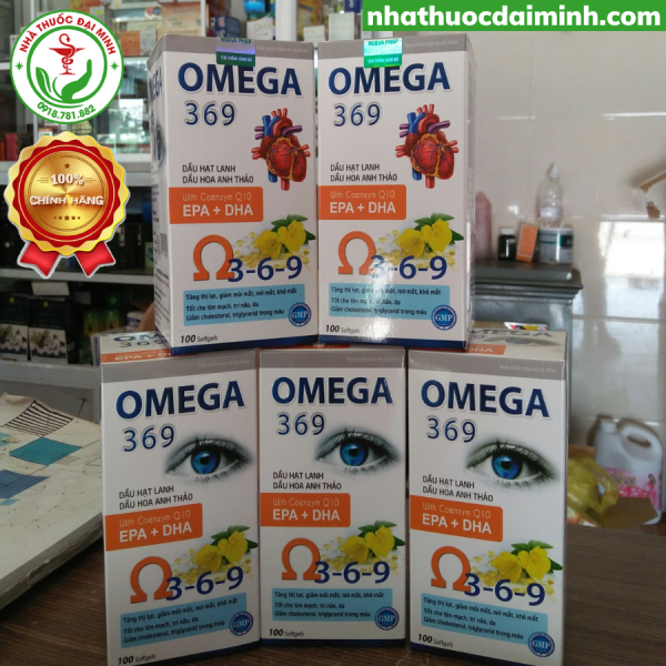 Omega 369 Dầu Hạt Lanh Dầu Hoa Anh Thảo Coenzym Q10 EPA + DHA Lọ 100 Viên - Hình ảnh 2