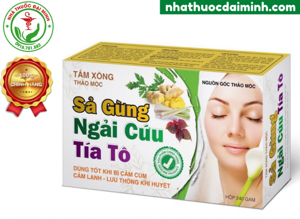 Tắm Xông Thảo Mộc Sả - Gừng - Ngải Cứu - Tía Tô Hộp 240g - Hình ảnh 4