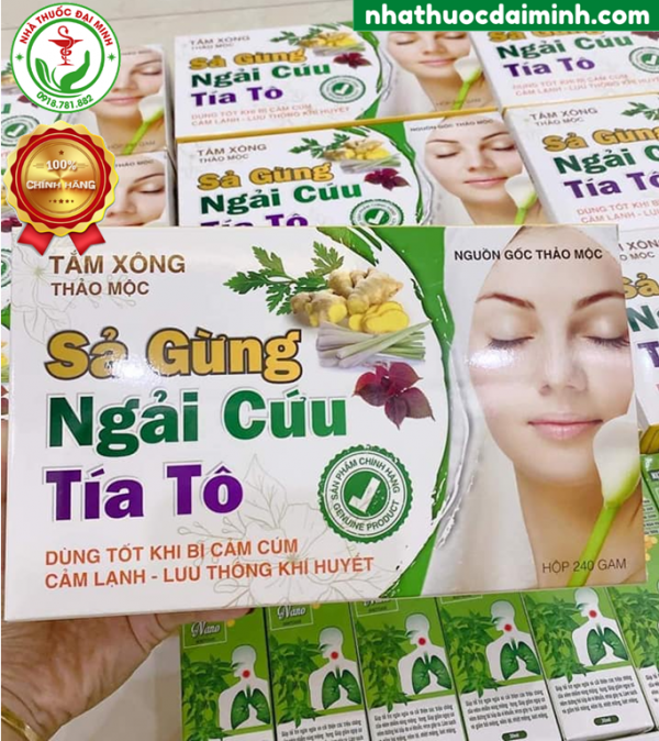 Tắm Xông Thảo Mộc Sả - Gừng - Ngải Cứu - Tía Tô Hộp 240g