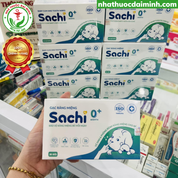 Gạc Răng Miệng Thảo Dược Sachi Dành Cho Trẻ Từ 0 Tháng Tuổi Hộp 30 Gói