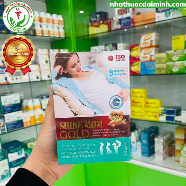 Shine Mom Gold - Vitamin Bổ Bầu, Bổ Sung Vitamin, Khoáng Chất Cho Bà Bầu, Giảm Buồn Nôn Thai Kỳ - Hình ảnh 3