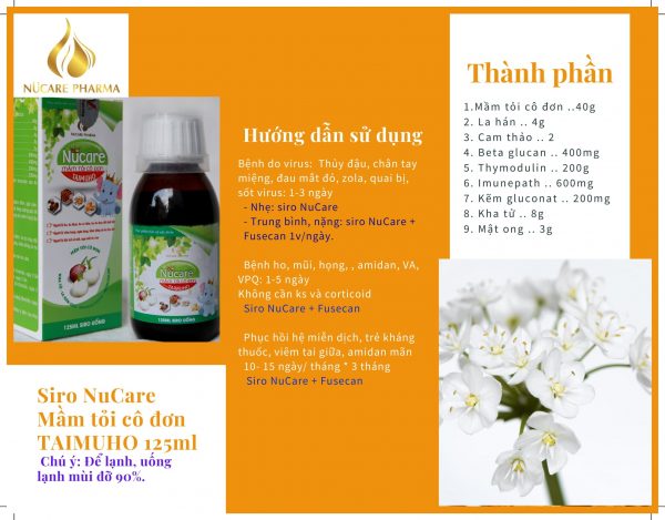 SIRO NUCARE MẦM TỎI CÔ ĐƠN 125ML - Hộp 1 chai 125ml - Hình ảnh 6