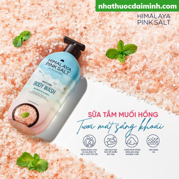 Sữa Tắm Muối Hồng Himalaya Pink Salt Tươi Mát Và Sảng Khoái Refresh & Clarify Lọ 500g - - Hình ảnh 3