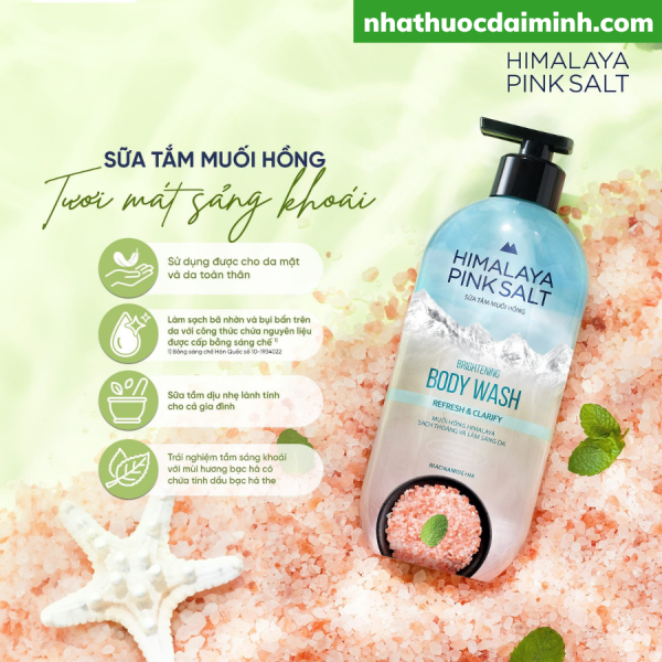 Sữa Tắm Muối Hồng Himalaya Pink Salt Tươi Mát Và Sảng Khoái Refresh & Clarify Lọ 500g - - Hình ảnh 2