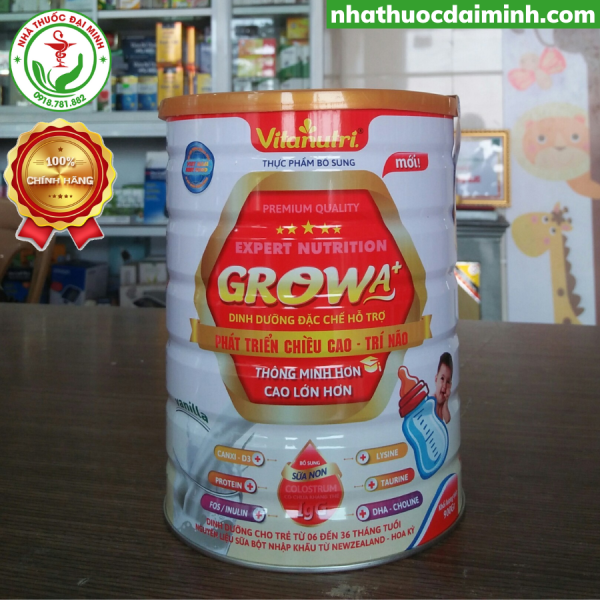 Sữa Bột Vitanutri Grow A+ (6-36 Tháng Tuổi) Lon 900g - Phát Triển Chiều Cao, Trí Não, Giúp Bé Thông