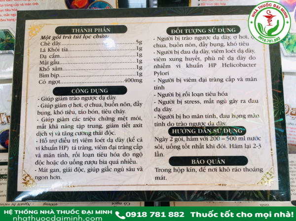 TRÀ NUCARE DẠ DÀY ĐẠI TRÀNG - GIẢM NHANH CÁC CHỨNG BỆNH DẠ DÀY, ĐẠI TRÀNG - Hộp 30 gói x 8g - Hình ảnh 6