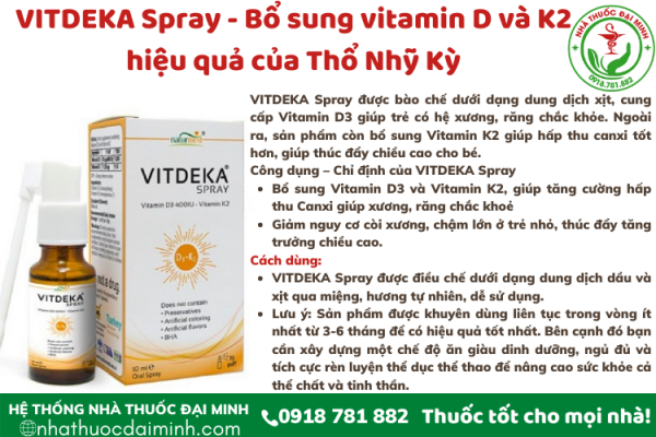 VITDEKA Spray - Bổ sung vitamin D và K2 hiệu quả của Thổ Nhĩ Kỳ - Hình ảnh 2