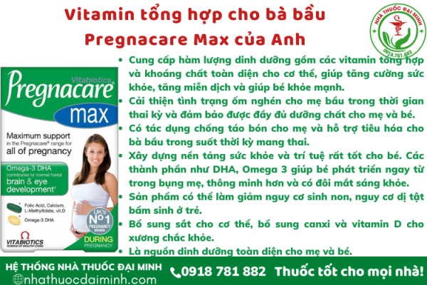 Vitamin tổng hợp cho bà bầu Pregnacare Max 84 viên chính hãng - Hình ảnh 2