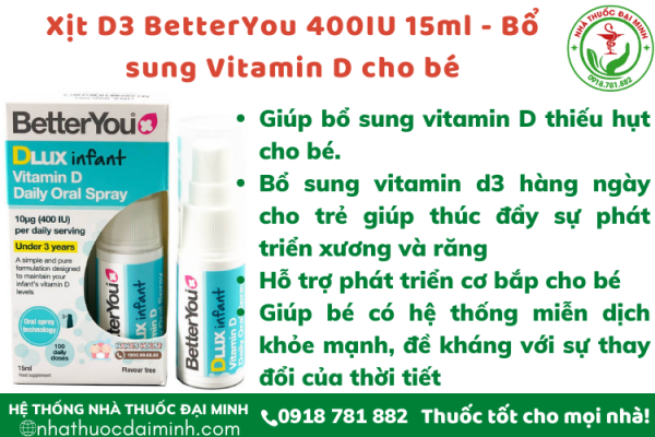 Bổ sung D3 Dlux Better You dạng xịt cho trẻ dưới 3 tuổi - Hình ảnh 2