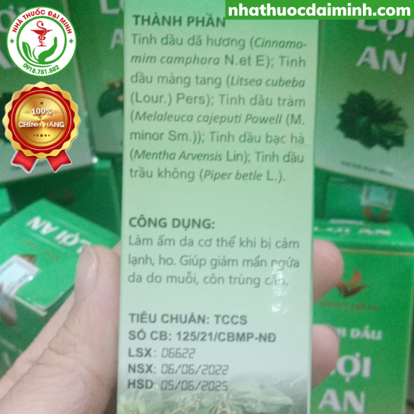 Tinh Dầu Lợi An 20ml - Giảm Ho Đờm, Nghẹt Mũi, Khò Khè - - Hình ảnh 3