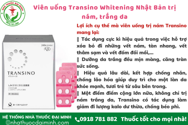 VIÊN UỐNG TRỊ NÁM TRANSINO WHITENING NHẬT BẢN – NÁM, TÀN NHANG, CHÀM VÀ THẬM CHÍ CẢ ĐỒI MỒI - Hình ảnh 2