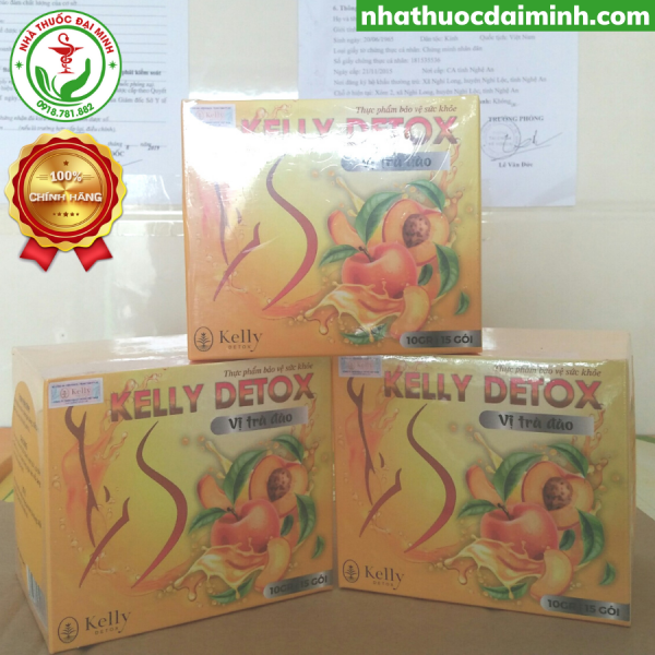 Trà Đào Giảm Cân Kelly Detox Chính Hãng - Thải Độc, Đẹp Da, Đốt Cháy Mỡ Thừa - Hình ảnh 3