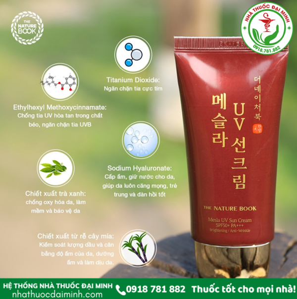 Kem chống nắng ngừa nám Nature Book - The Nature Book Mesla UV Sun Cream SPF50+ PA+++ - Hình ảnh 2