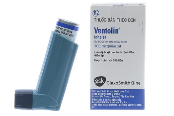 THUỐC XỊT ĐIỀU TRỊ, CẮT CƠN HEN VENTOLIN INHALER 100 MCG