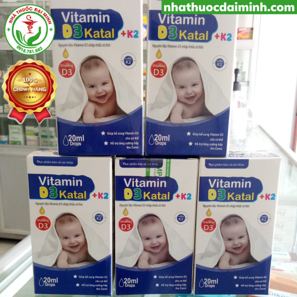 Vitamin D3 Katal K2 Lọ 20ml - Vitamin D3 Nhỏ Giọt Dành Cho Trẻ Sơ Sinh - Hình ảnh 2