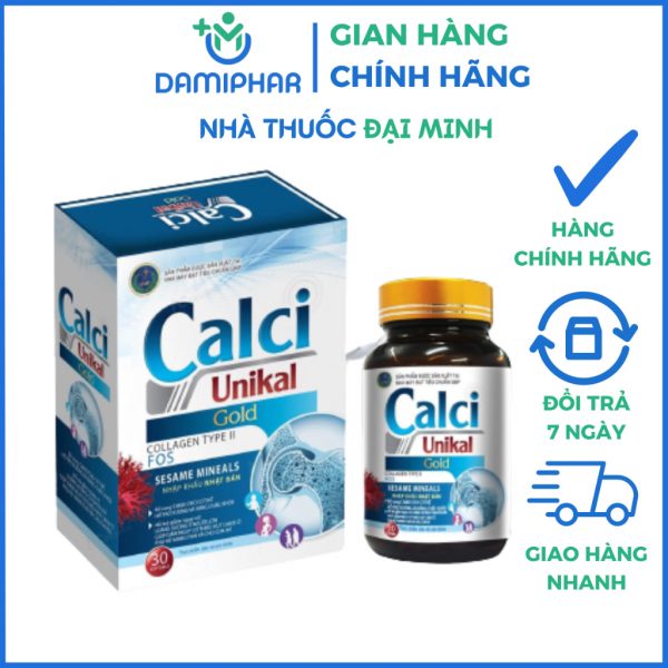 Viên Uống Calci Unikal Gold Lọ 30 Viên - Bổ Sung Canxi, Giúp Xương Răng Chắc Khỏe