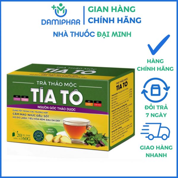 Trà Thảo Mộc Tía Tô - Giải Cảm, Sốt, Ho, Giúp Đẹp Da