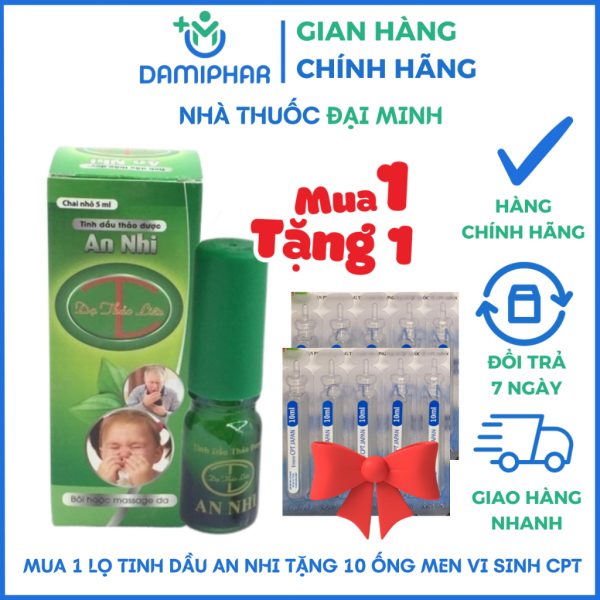 Tinh Dầu Thảo Dược An Nhi Lọ 5ml Dạ Thảo Liên (Mua 1 Lọ Tặng 10 Ống MeN CPT)