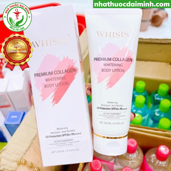 Kem Dưỡng Thể Trắng Da Chống Nắng WHISIS Premium Collagen Whitening Body Lotion 200ml