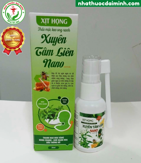 Xịt Họng Xuyên Tâm Liên Thảo Mộc Keo Ong Xanh 30ml - Hình ảnh 5