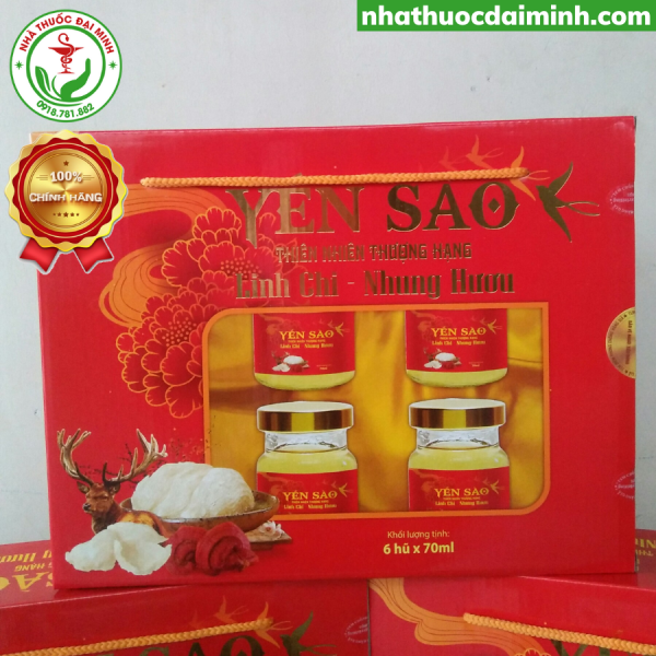 Yến Sào Thiên Nhiên Thượng Hạng Linh Chi Nhung Hươu Xách 6 Lọ - Hình ảnh 2