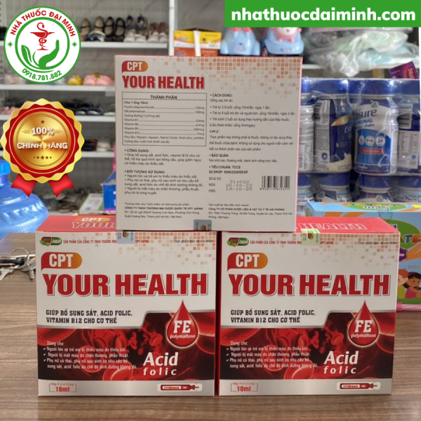 SẮT NƯỚC CPT YOUR HEALTH HỘP 20 ỐNG - BỔ SUNG SẮT CHO MỌI NGƯỜI - Hộp 20 ống x 10ml - Hình ảnh 3