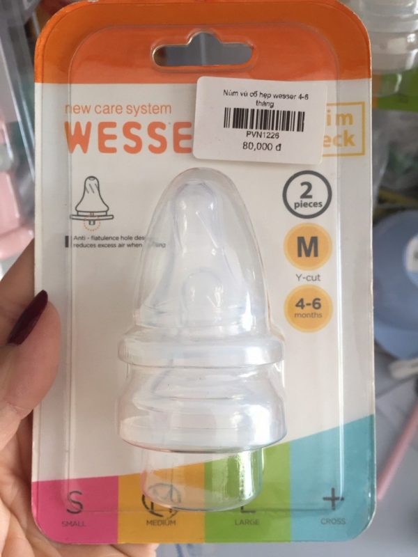 VỈ 2 NÚM TI WESSER SILICONE CỔ HẸP SIZE +