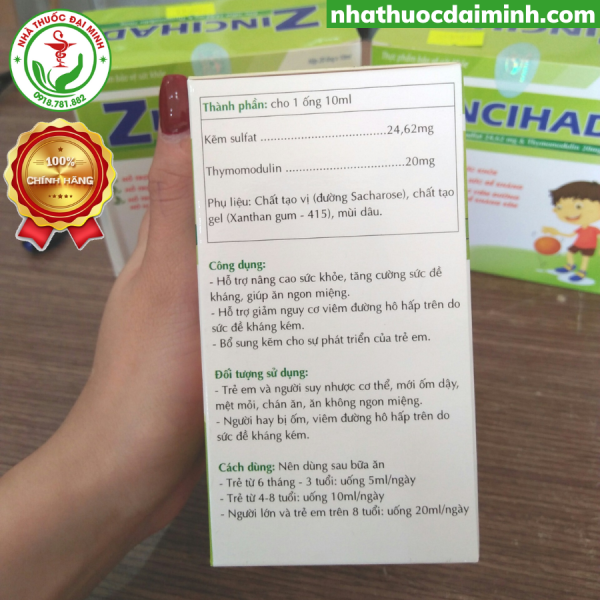 Kẽm Nước ZinCHadi Hộp 20 Ống - Hình ảnh 3