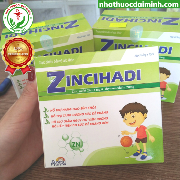 Kẽm Nước ZinCHadi Hộp 20 Ống