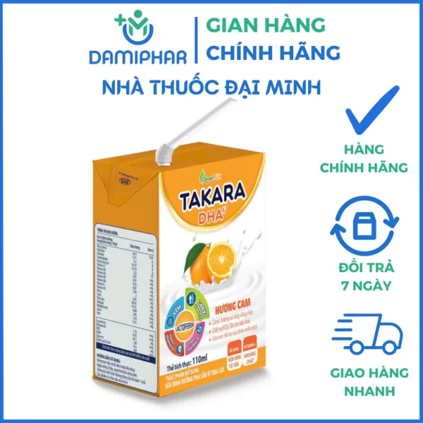 Sữa Dinh Dưỡng Pha Sẵn TAKARA Vị Dâu Cam Thùng 48 Hộp 110ml