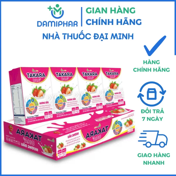 Sữa Dinh Dưỡng Pha Sẵn TAKARA Vị Dâu Cam Thùng 48 Hộp 110ml - Hình ảnh 5